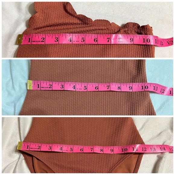 Topshop scallop one shoulder one piece swimsuit rust size 2 - Picture 8 of 8